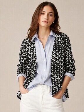 J.Crew Nautical Anchor Cardigan Medium